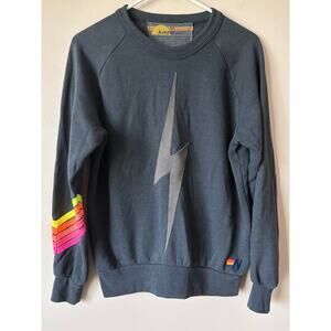 AVIATOR NATION Bolt Chevron Sweatshirt Stitched XS Charcoal
